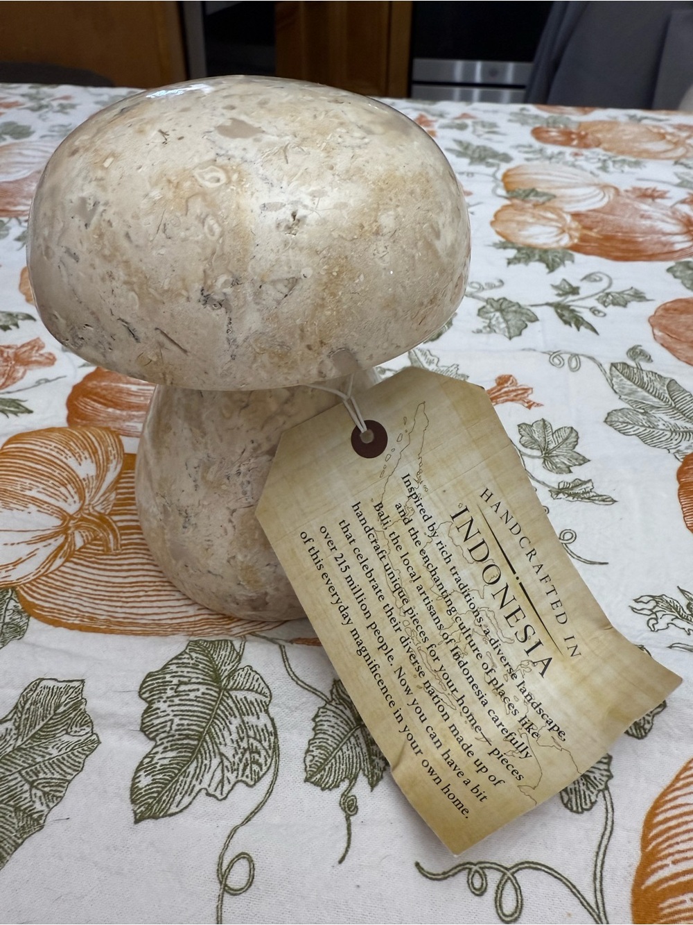Handcrafted Stone Mushroom Décor - Cream Marble Finish